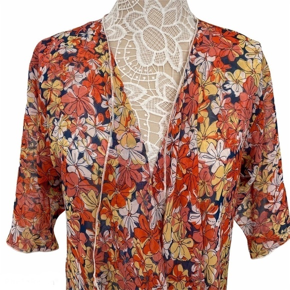 NWT Lularoe sheer open front flora cardigan kimono - Picture 4 of 12